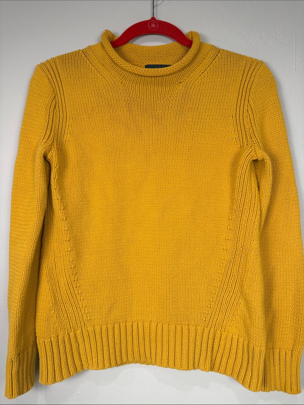 J.Crew Always Turtle Neck Sweater Yellow Ribbed Cotton Knit S